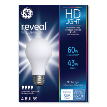 GE Reveal A19 Light Bulb, 60 W, 4-pack freeshipping - TVN Wholesale